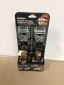 Keeper Tie Down 1 in. x 12 ft. 500 lbs. Green Camo Ratchet Tie Down Strap (2-Pack) Customer Returns See Pictures