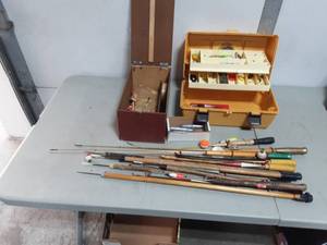 lot 12 image: Fishing Tackle, 2 Boxes, Jig Sticks