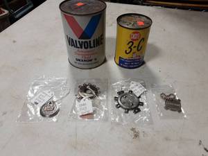 lot 48 image: Crank Case Oil, Tranny Fluid, 4-Spark Plugs & Gap Gauges