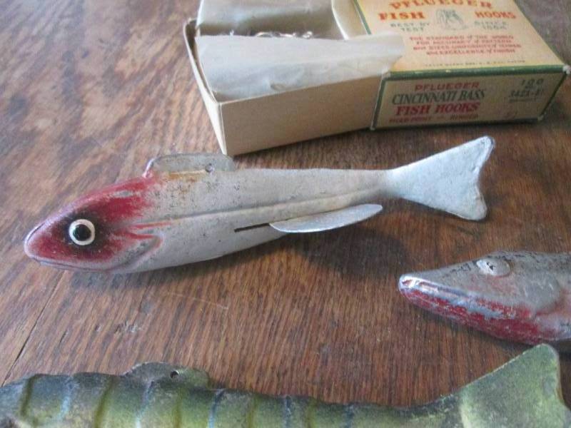 D/LR) Vintage Metal Fish Decoys, Box of Hooks and Lure, Winsted Estate  Offsite - Timeless Treasures Auction: From Vintage Collectibles to Garden  Elegance