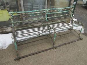 (OS) Vintage All Iron Garden Yard Bench 70 Long