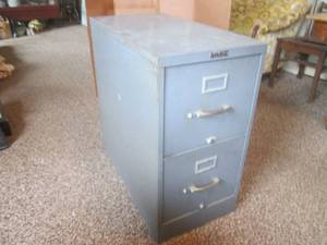 (DLR) Vintage Metal 2-Drawer File Cabinet Including Hanging File Folders 29 H x 15 W x 28 12 D