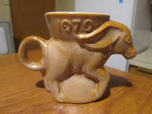 (DLR) Vintage Frankoma Pottery 1979 Dem Donky MugCup