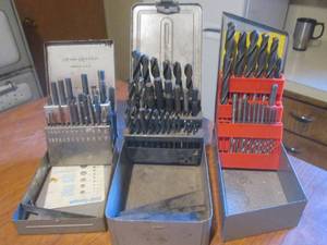 (K) Assorted Drill Bits in 3 Metal Organizers