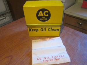 (DLR) Vintage AC Oil Filters Keep Oil Clean Napkin Dispenser with Partial Box of Napkins Inside