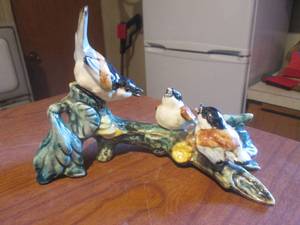 (LR) Vintage Stangl Pottery Chickadees Bird Figurine #3581 - Has A Repair See Photos