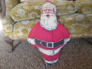 (DLR) Rare Vintage Mid Century Cloth Pillow Santa Claus 20 Tall