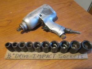 (DLR) 10pc 12 Drive Impact Sockets with Pneumatic Air Wrench