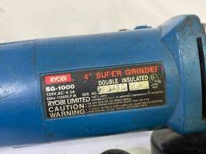 lot 129 image: Ryobi Grinder Model SG-1000, Bosch Jigsaw 1587VS, and a Power Stripper Heat Gun