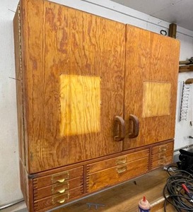 lot 147 image: Hand Made Wall Mount Tool Locker with Eight Drawers