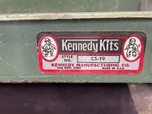 lot 155 image: Vintage Kennedy Kits Tool Box with Large Drill Bits and Rigid Tools