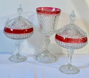 lot 176 image: Vintage Indiana Glass Diamond Point Ruby Assorted Pieces