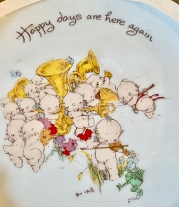 lot 179 image: Vintage Set of Porcelain Collectors Plates by Kewpie Happy Days are Here Again
