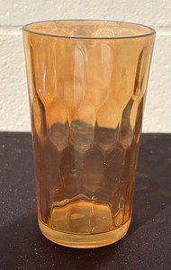 lot 204 image: 13 Jeannette Hex Optic Iridescent Peach Lustre Juice Glasses