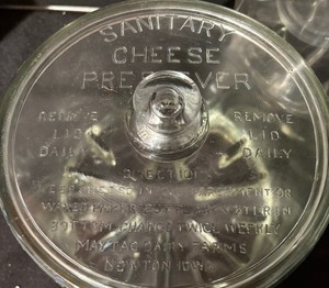 lot 239 image: Three Vintage Glass Sanitary Cheese Preservers