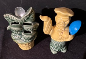 lot 255 image: Shawnee Measure Boy and Plant Measuring Spoon Holders
