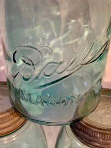 lot 199 image: Large Blue Glass Mason Jars