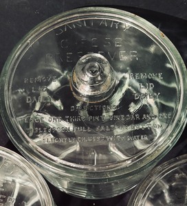 lot 271 image: Three Vintage Glass Sanitary Cheese Preservers