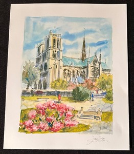 lot 296 image: Notre Dame de Paris Original Unframed Art by Daniele Cambier