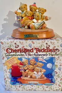 lot 281 image: Cherished Teddies Commemorative 5 Year Anniversary Figurine and More