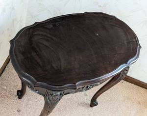 lot 7A image: Vintage Carved Mahogany Wood Side Table