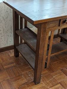lot 4 image: Antique Oak Mission Style Library Desk
