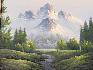 lot 11 image: Beautiful Framed Scenic Mountain Oil Painting by Simon