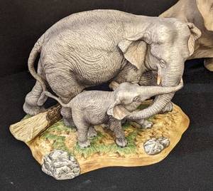 lot 49 image: Assorted Porcelain Animal Figurines including Lenox Wildlife of the Seven Continents Lion Figurine
