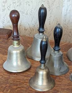 lot 200A image: Vintage Wood and Brass Bells