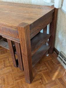 lot 3 image: Antique Oak Mission Style Library Desk