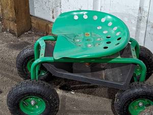 lot 45 image: Pair of Metal Rolling Garden Seats