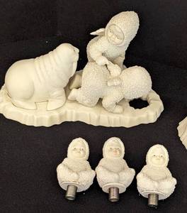 lot 292A image: Assorted Porcelain Snowbabies Figurines and Lamp Finials