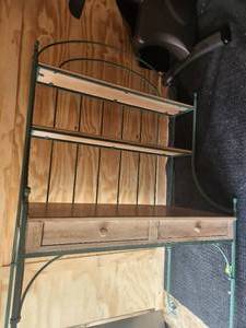 Wrought Iron and Wood Desk and Chair