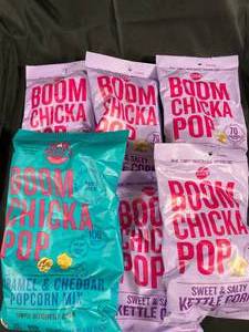 Boom Chicka Pop 6 bags Sweet and salty and caramel cheddar