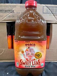 Sweet Leaf Peach Iced Tea, 1 Case 8 Bottles 64 oz each Best By 08042021