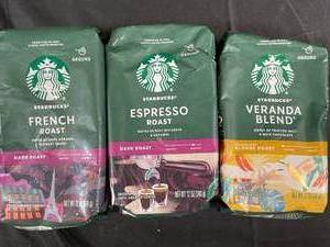 Starbucks Ground Coffee Variety pack French, Esspresso and Veranda blends Best By 10042023,10092023,11022023