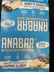 White ChocCookies and cream AnaBar Protein Bars 1 box 12 x 2.2oz bars