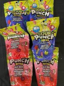 Sour Punch Bites Variety packs 6 bags 9oz each Best By 09012023,03292022