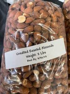 Unsalted Roasted Almonds 2 x 2lb bags Best By 04302024