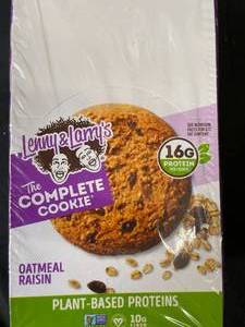 Oatmeal Raisin Complete Cookie Plant Based Proteins box of 12 4oz Cookies Best By 10312023