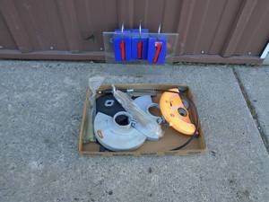 Box of grinder parts & Dremel flex shaft. As shown.