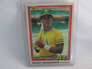lot 2 image: 1981 Donruss Rickey Henderson Card...
