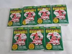 lot 88 image: 7 1991 Score Baseball Series 1 Pack...