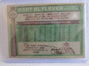 lot 109 image: 1976 Topps Bert Blyleven Card...