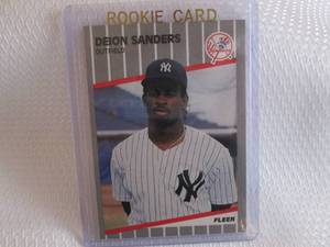 lot 186 image: 1989 Fleer Deion Sanders Rookie Car...