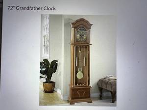lot 14 image: 72 Grandfather Clock - Cherry Oak Finish