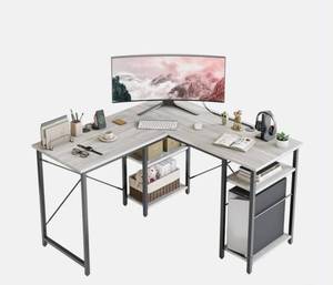 lot 46 image: Bestier L-Shaped Desk with Shelves