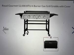 lot 55 image: Royal Gourmet 4 Burner Gas Griddle with Cover