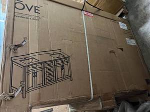 lot 100 image: OVE Lakeview 60 Double Bathroom Vanity - Midnight Blue