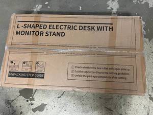 lot 137 image: L-Shaped Electric Desk with Monitor Stand